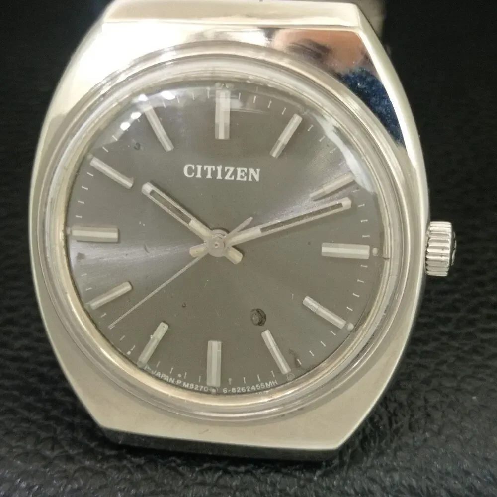 Vintage 1972 Citizen Manual Wound Mens Silver Watch & Silver accents